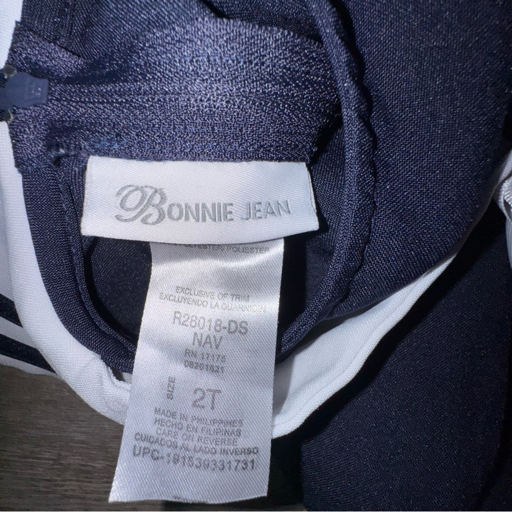 Bonnie Jean Classic Navy and White Kids Dress - Picture 9 of 10
